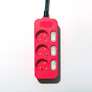 컬러 개별 3구 멀티탭 (16A) 핑크 [1m/3m]